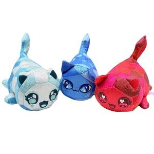 3 Aphmau Meemeows 6" Toys Sapphire, Blue Diamond, Ruby Red Cat Plush Stuffed Toy